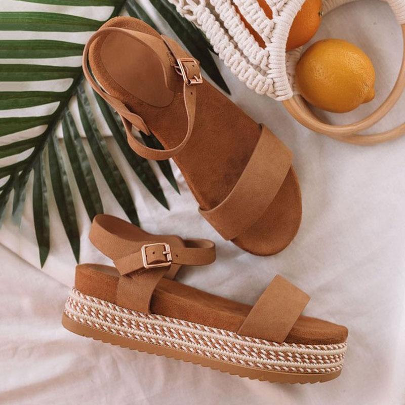 Women Shoes With Platform Sandals Straw Thick Bottom Ladies Sandals
