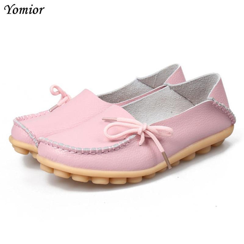 Women Flats Mother Leather Shoes Casual Moccasins Driving Loafers