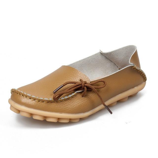 Women Flats Mother Leather Shoes Casual Moccasins Driving Loafers