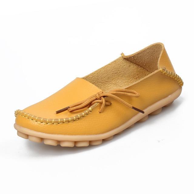 Women Flats Mother Leather Shoes Casual Moccasins Driving Loafers