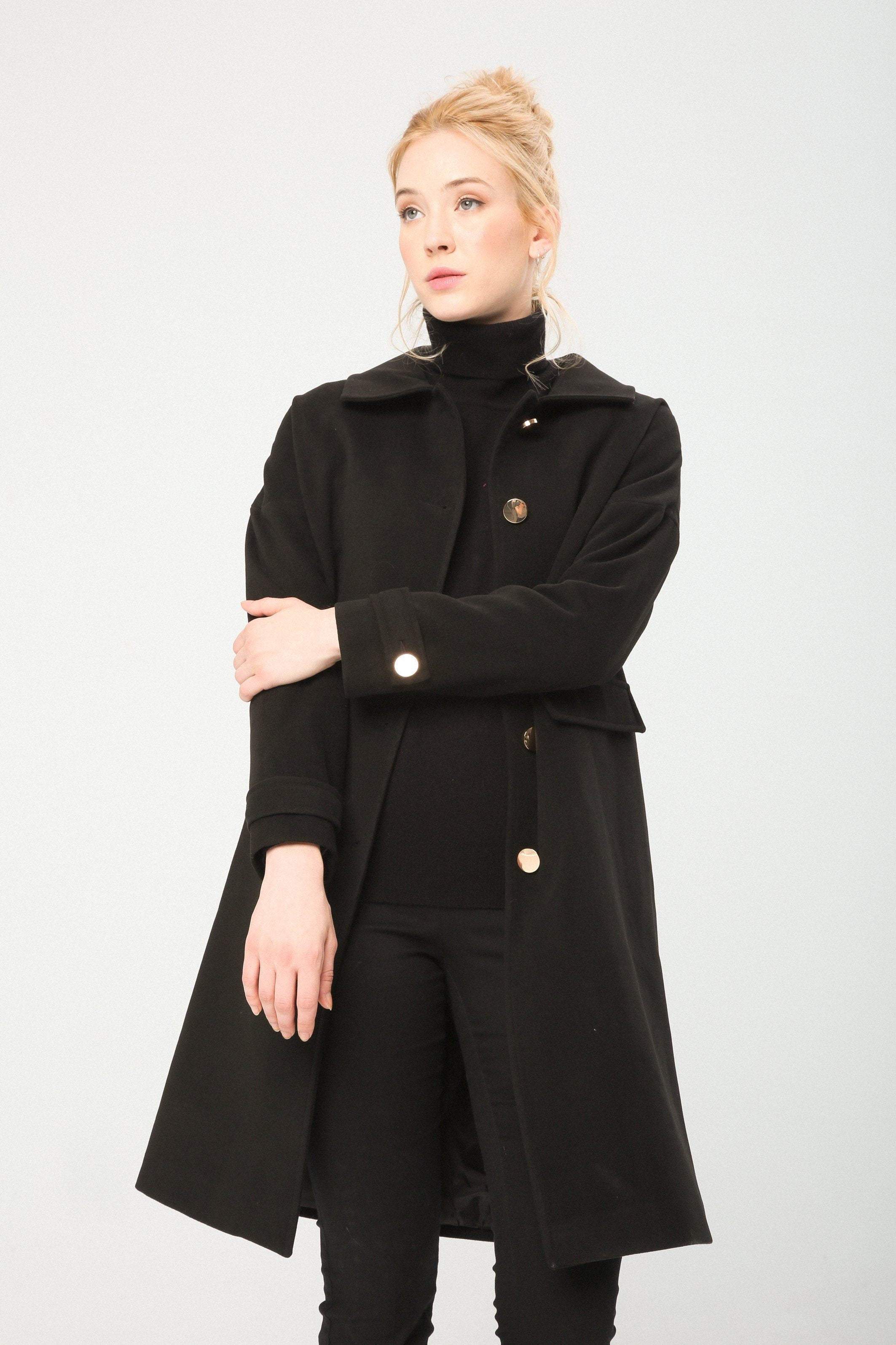 Women's single-breasted coat Black