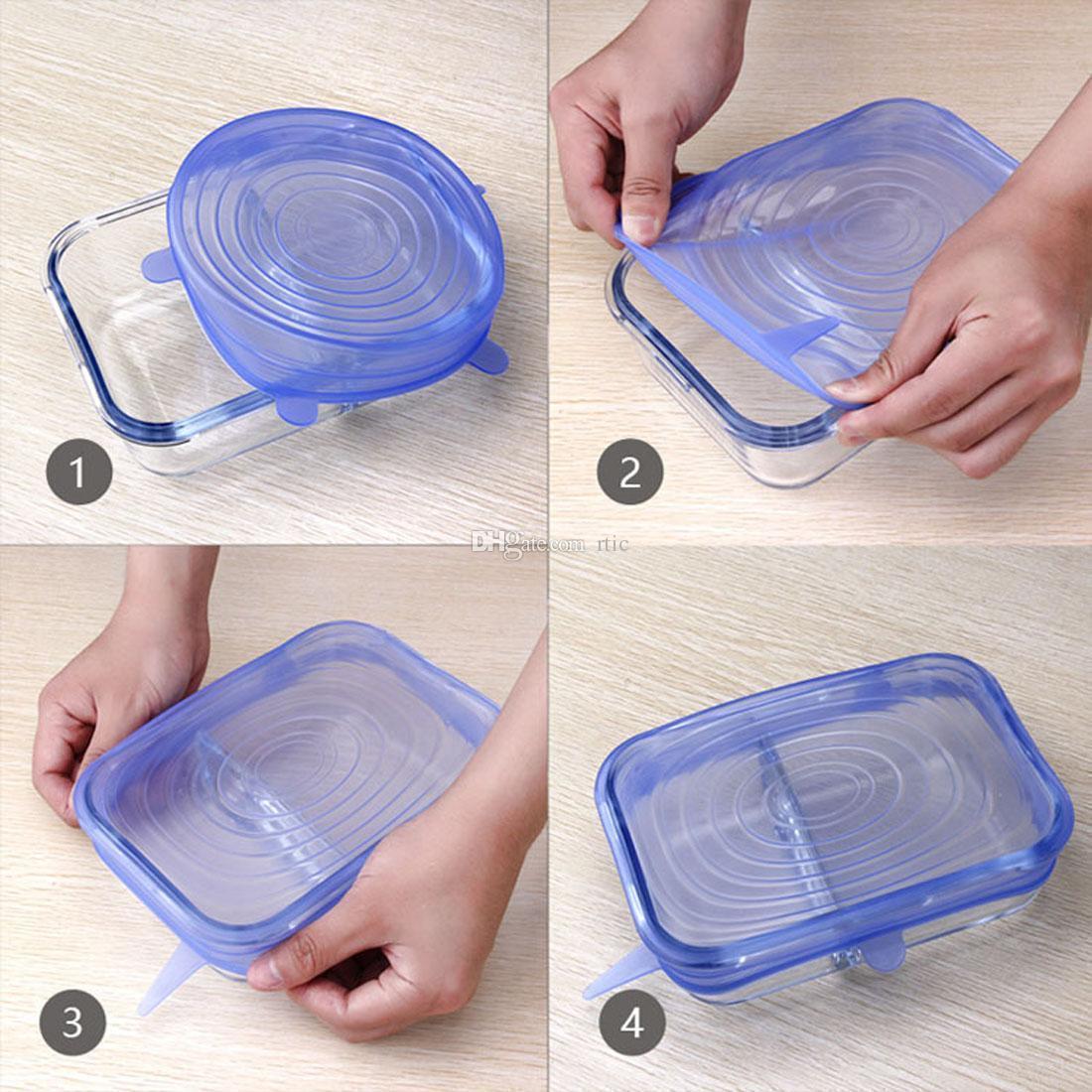 Air Tight Silicone Food Safety Lids (Set of 6)