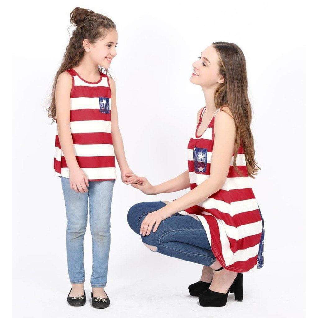 Mom Me Baby Girls Blouse 4th Of July Independence Day Family Tops Stars Striped T-Shirt Clothes