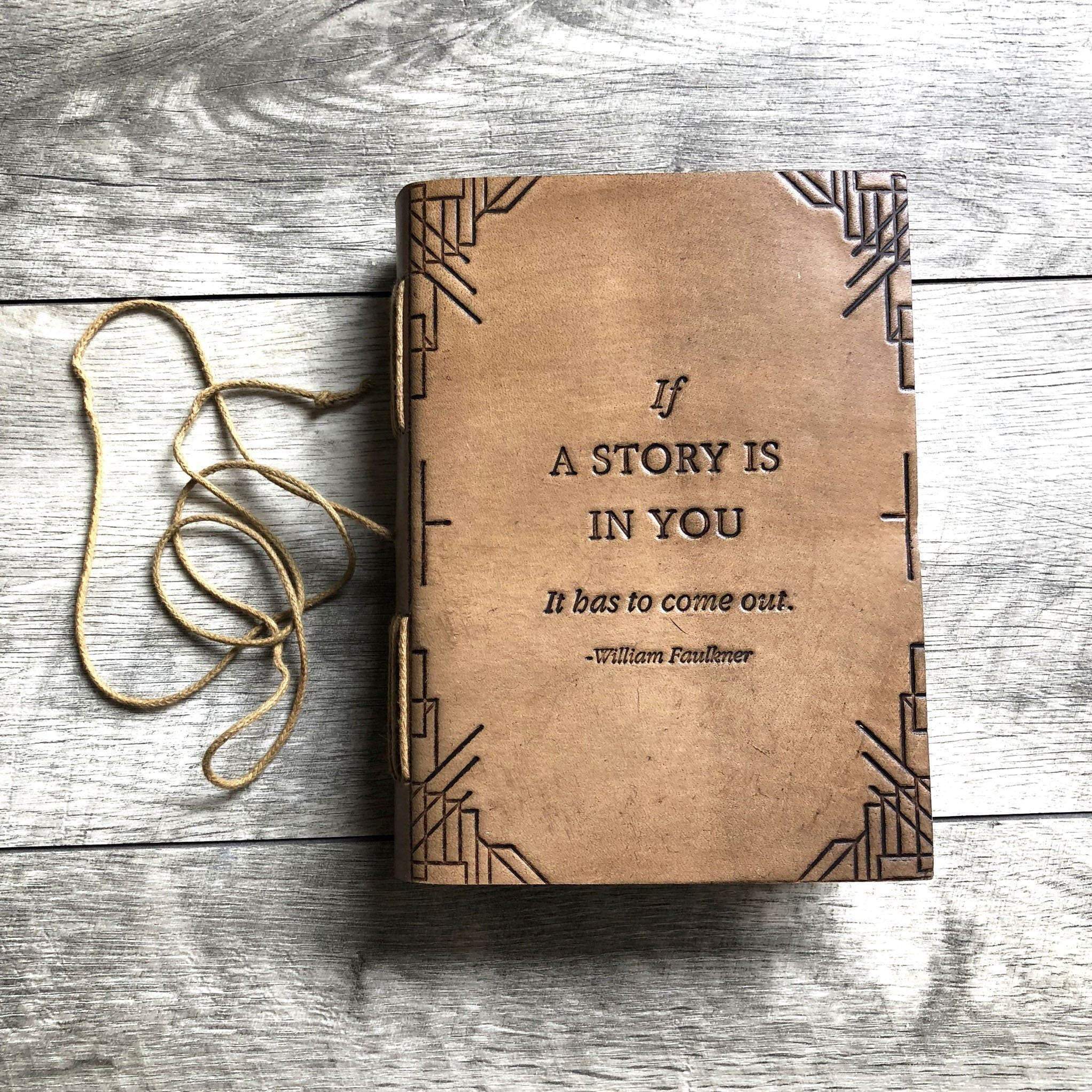 "If A Story" Handmade Blonde Leather Journal
