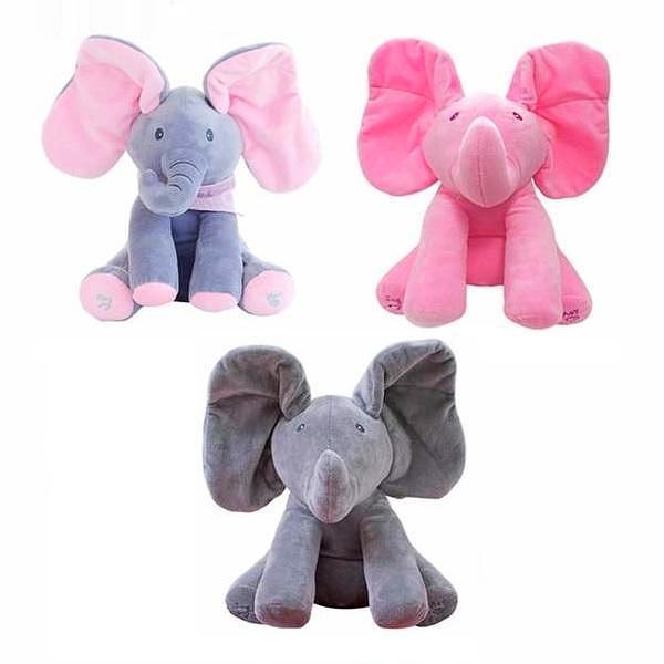 No.1 Singing Peek A Boo Elephant Flappy Ear Plush Interactive Kids Toy