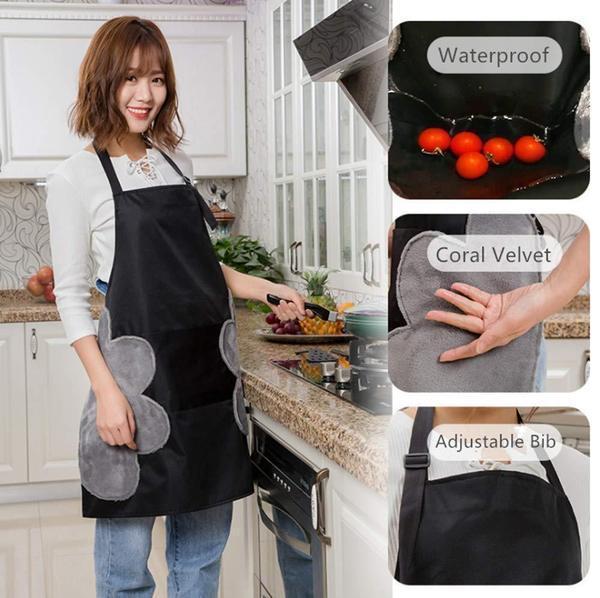 Kitchen Apron with Hand Wipers