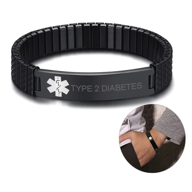 Diabetic Medical Alert Bracelet for Diabetes Type 1 and Type 2