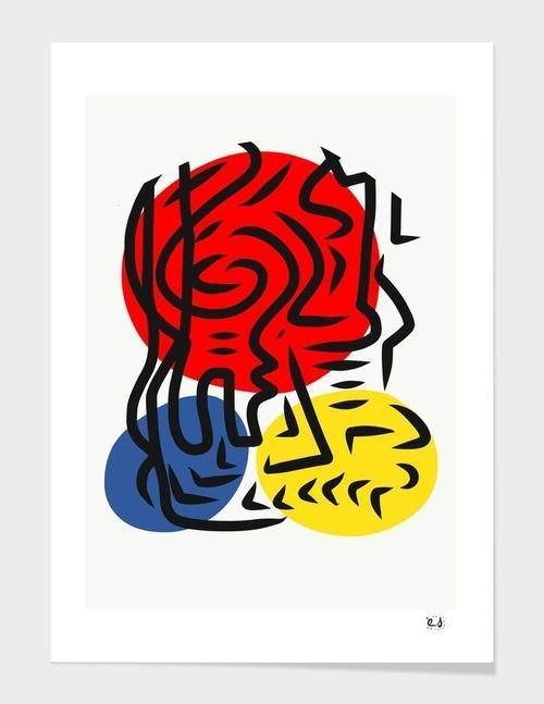 Abstract Street Graphic Red Blue Yellow Art Frame