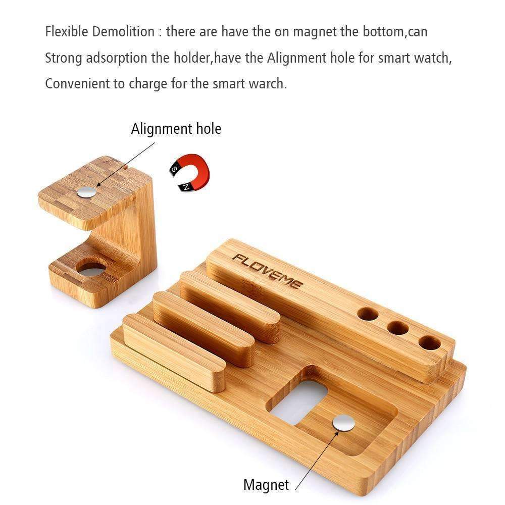 Bamboo Charging Holder Dock - A Great Place to Keep Your Gadgets!