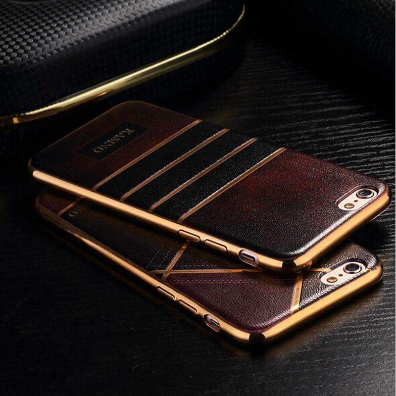 Luxury Leather Back Cover Electroplate For iPhone