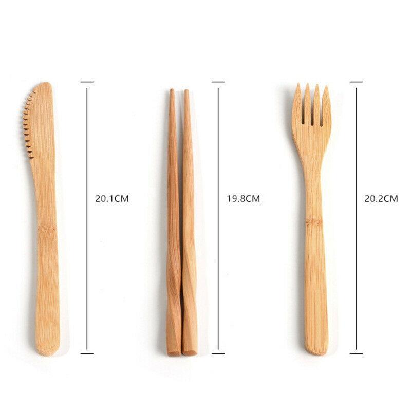 6 Pc Bamboo Travel Cutlery Set