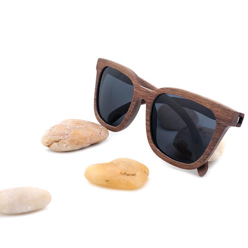 Hand Made Luxury Vintage Brown Wooden Sunglasses with Black lenses