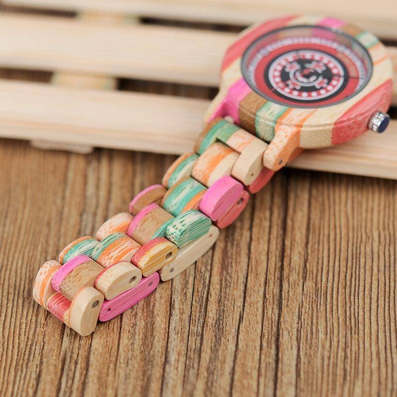 Colorful Bamboo Wood Watch for Women - Wooden Band - In Gift Box