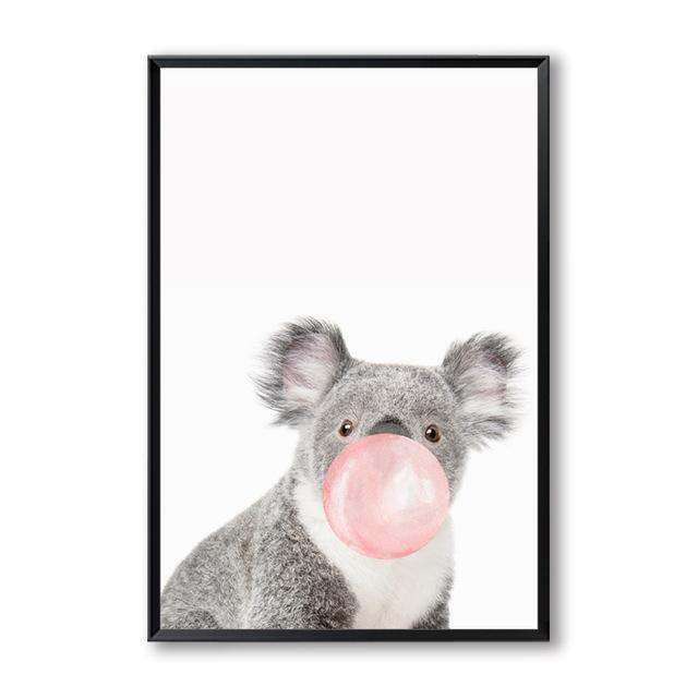 Animals Bubble Gum Canvas Wall Art
