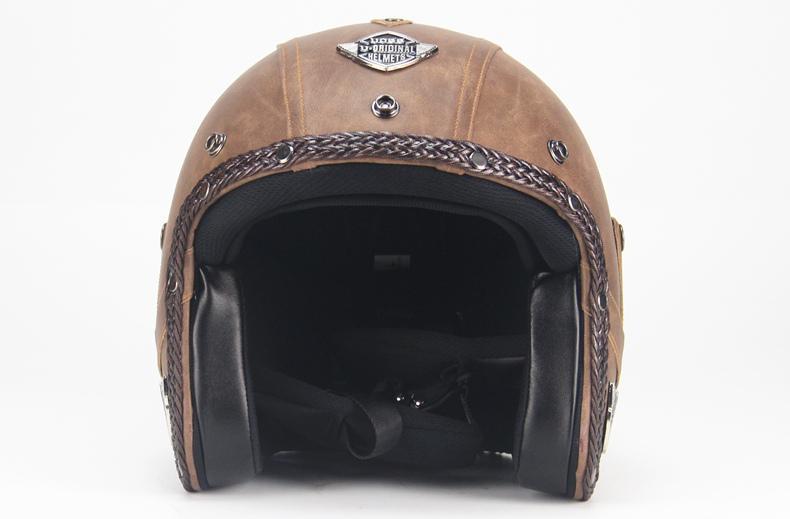 Retro Vintage Motorcycle Helmet Open Face With Goggle Mask