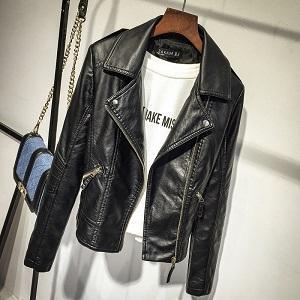 Black Leather Slim Fit Biker Women Jacket