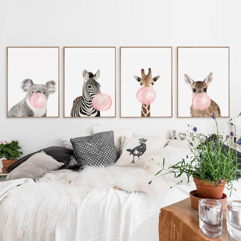 Animals Bubble Gum Canvas Wall Art