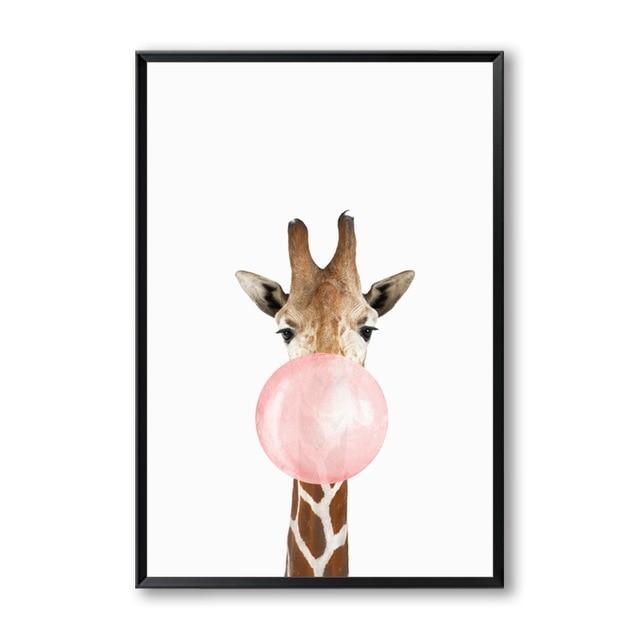 Animals Bubble Gum Canvas Wall Art