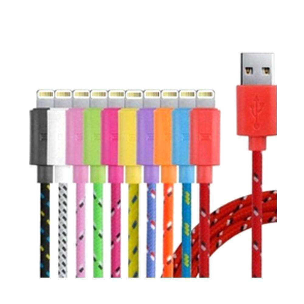 10 Ft Braided Cloth Lightning Cable for iPhone - Assorted Colors