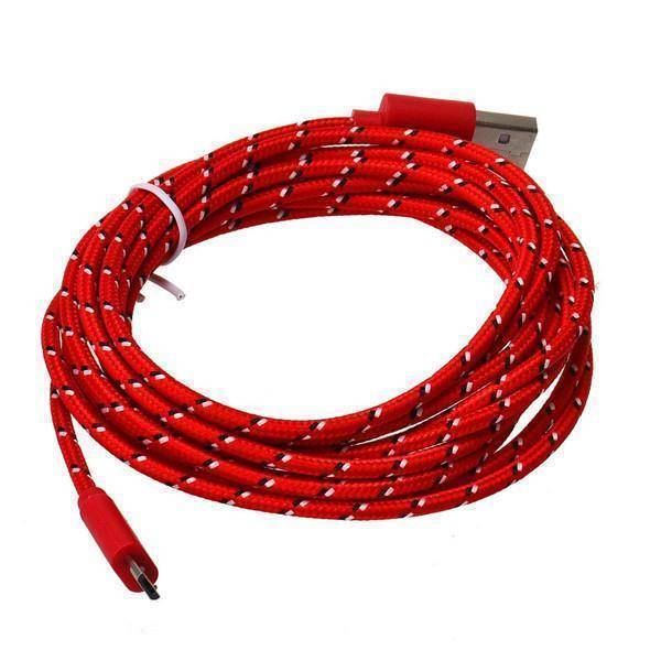 10 Ft Braided Cloth Lightning Cable for iPhone - Assorted Colors