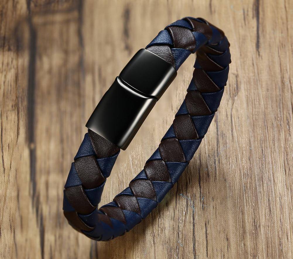 Men's Diabetic Medical Alert Bracelet - Genuine Leather for Diabetes Type 1 and Diabetes Type 2