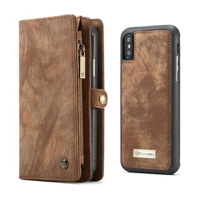 All-In-One Handmade Trifold Leather Removable iPhone Wallet