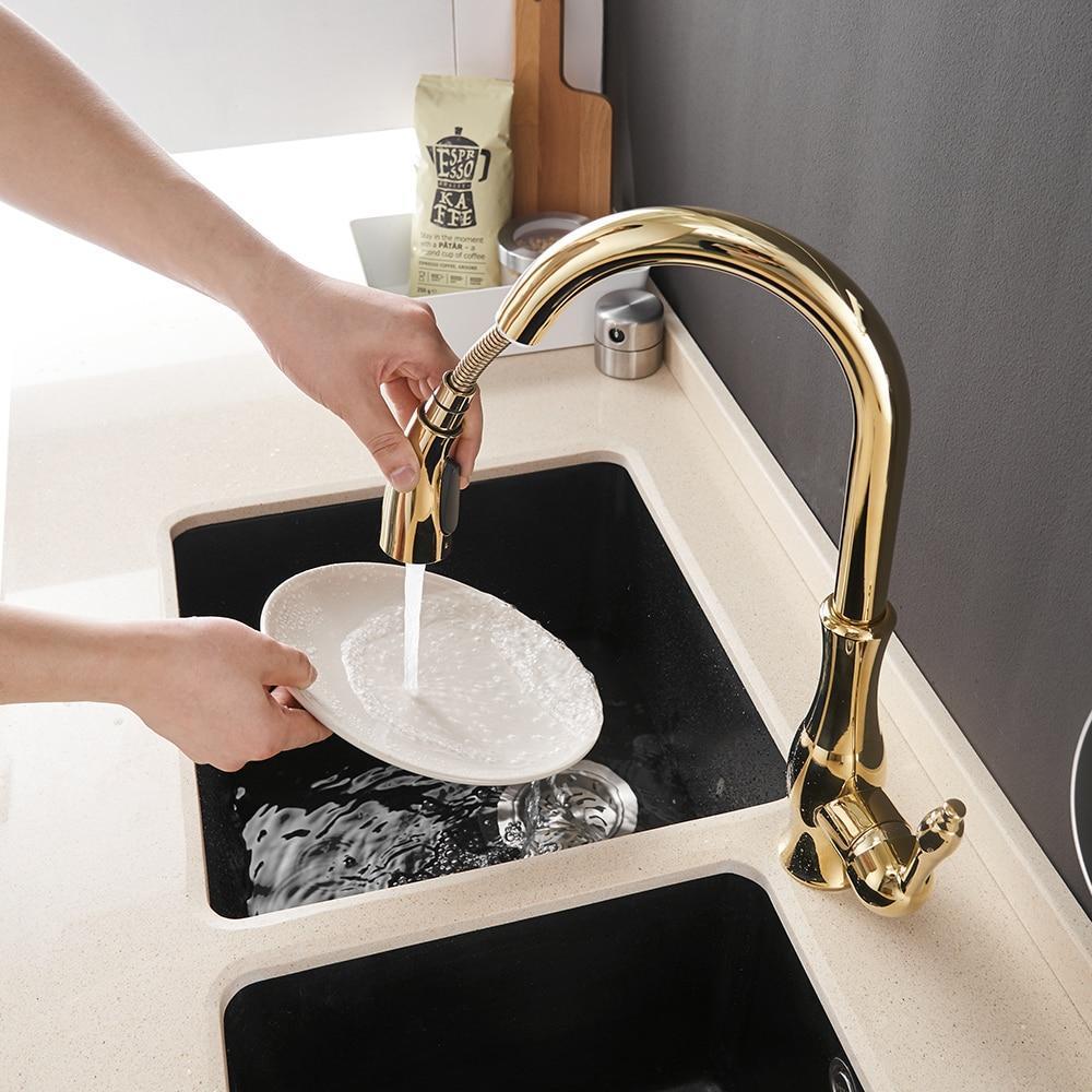 Pull Down Kitchen Faucet with Swivel 360 Degree Single Handle