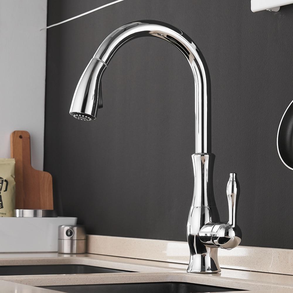 Pull Down Kitchen Faucet with Swivel 360 Degree Single Handle