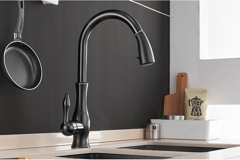 Pull Down Kitchen Faucet with Swivel 360 Degree Single Handle