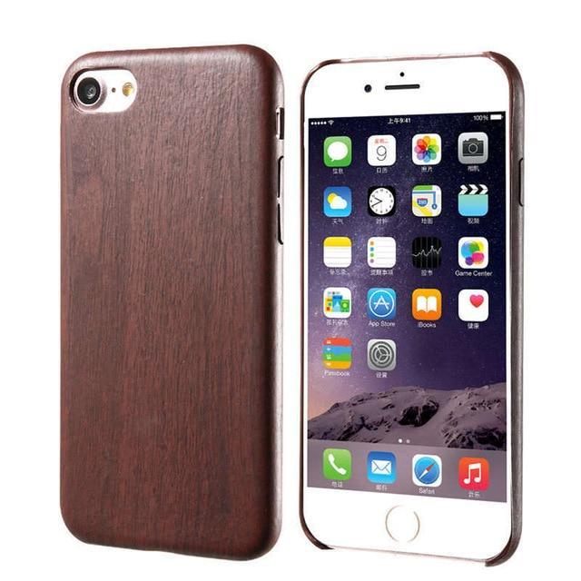 Wooden Skin PU Leather Case For iPhone