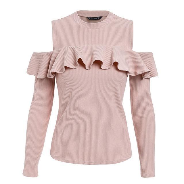 Cold Shoulder Long Sleeve Sweater