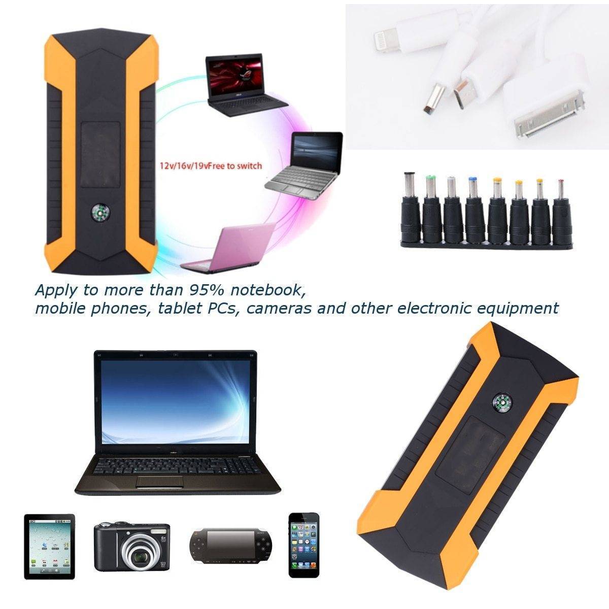 Car Jump Starter - Portable Battery Booster - Charger Power Bank Starting Device