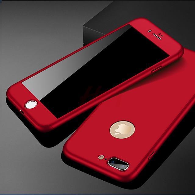 360 Full Protection Phone Case For iPhone With Front Glass Cover - 5 Colors