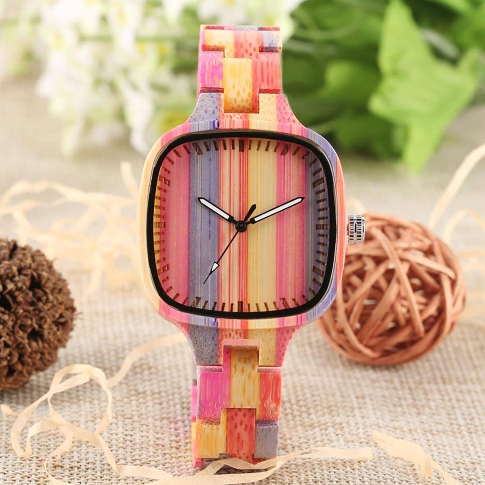 Colorful Bamboo Wooden Watch - Bracelet-style Wristwatch