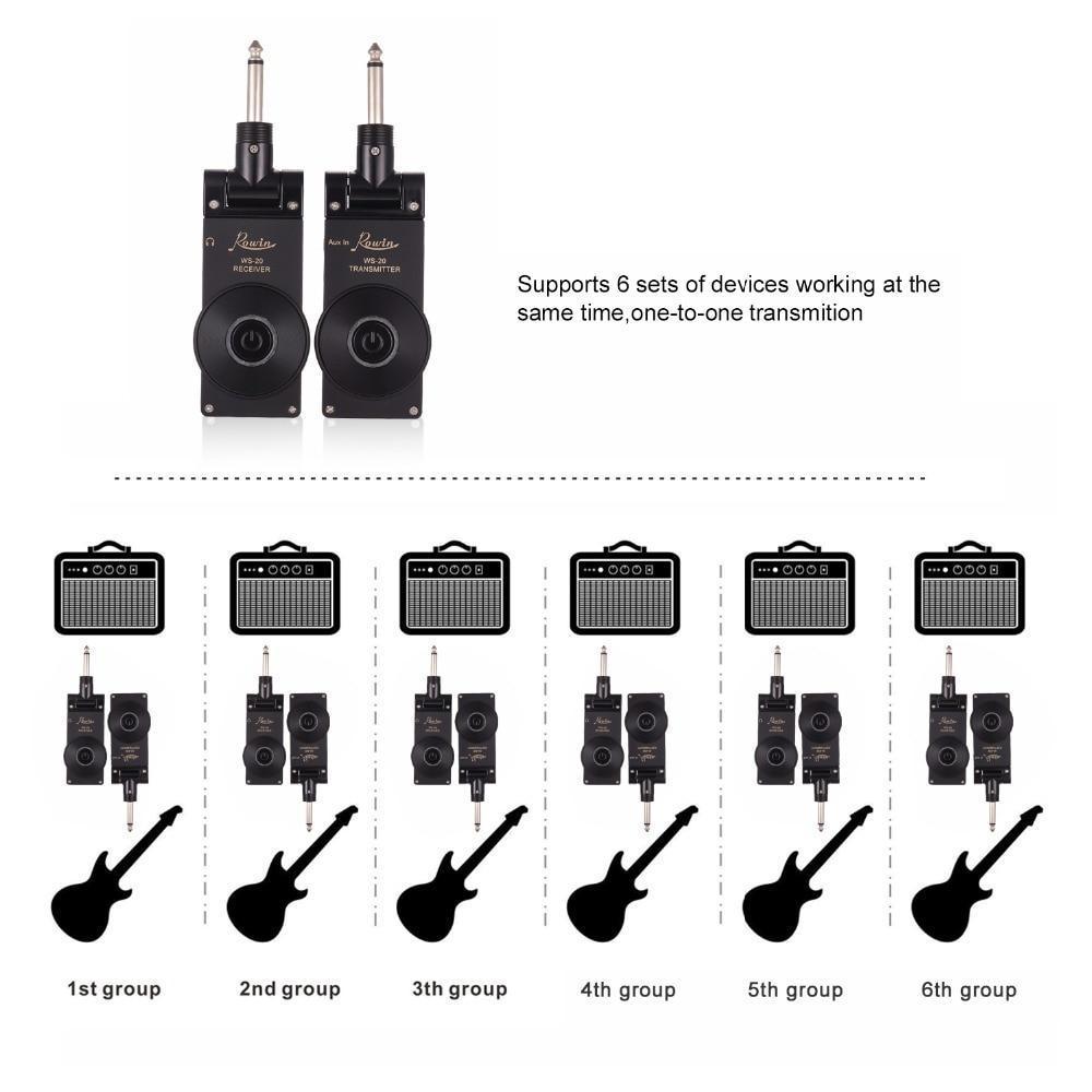 Wireless Guitar System Transmitter Rechargeable Jack 2.4Ghz