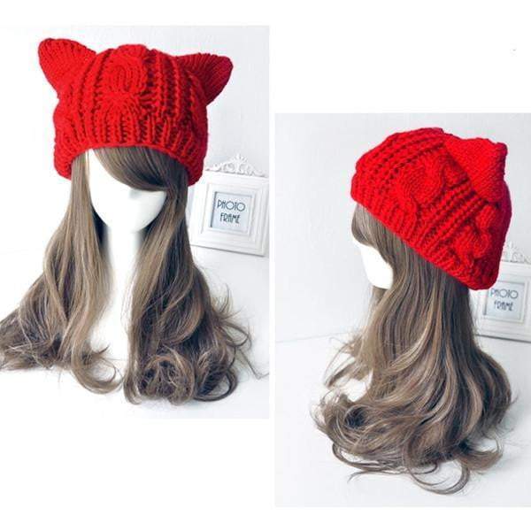 Fashion Lady Girls Winter Warm Knitting Wool Cat Ear Beanie