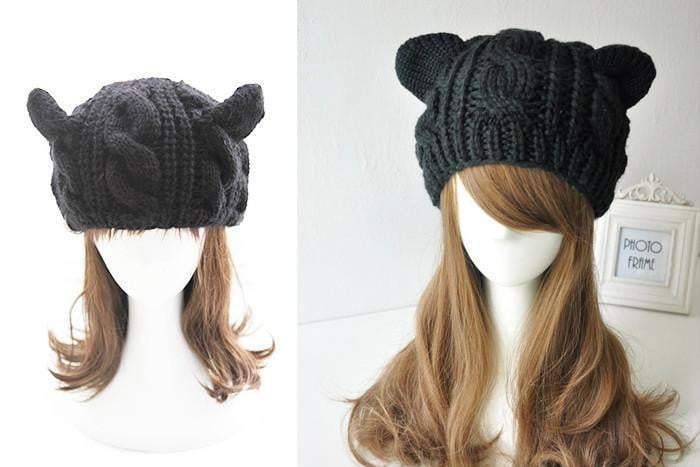 Fashion Lady Girls Winter Warm Knitting Wool Cat Ear Beanie