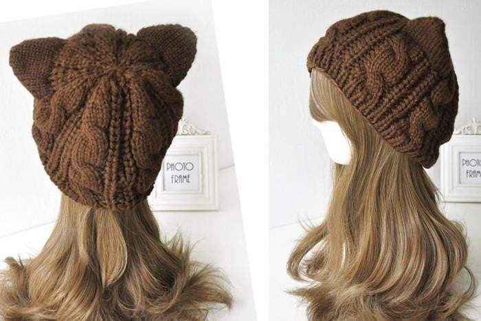 Fashion Lady Girls Winter Warm Knitting Wool Cat Ear Beanie