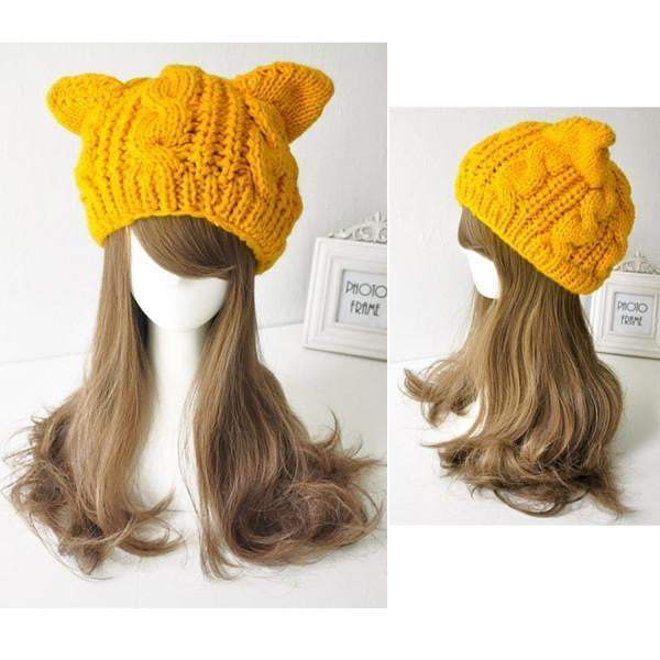 Fashion Lady Girls Winter Warm Knitting Wool Cat Ear Beanie