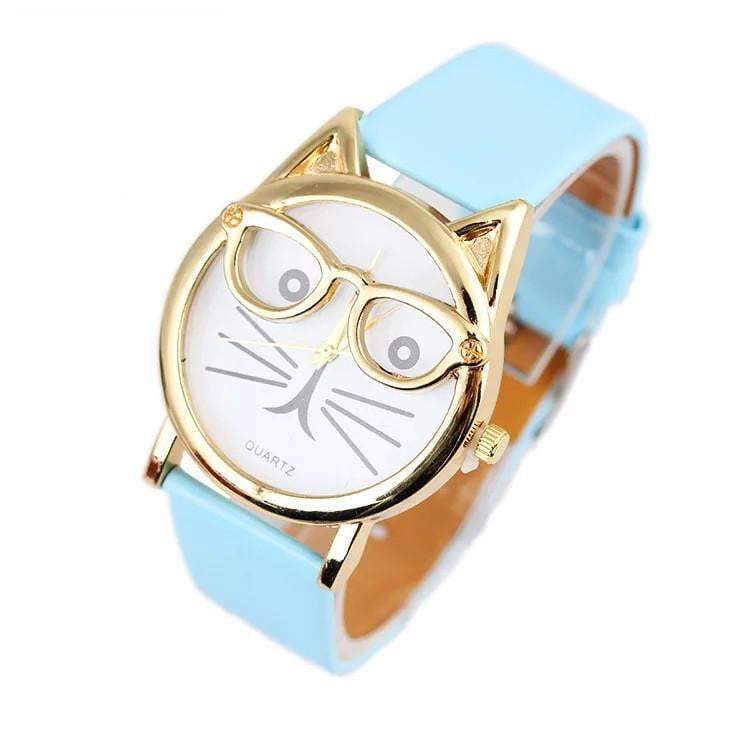 Luxury Brand Women Clock Cute Glasses Cat Women Watches