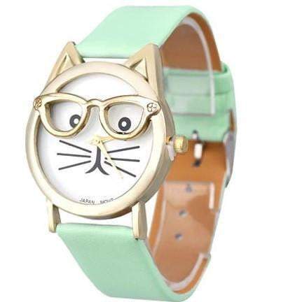 Luxury Brand Women Clock Cute Glasses Cat Watches