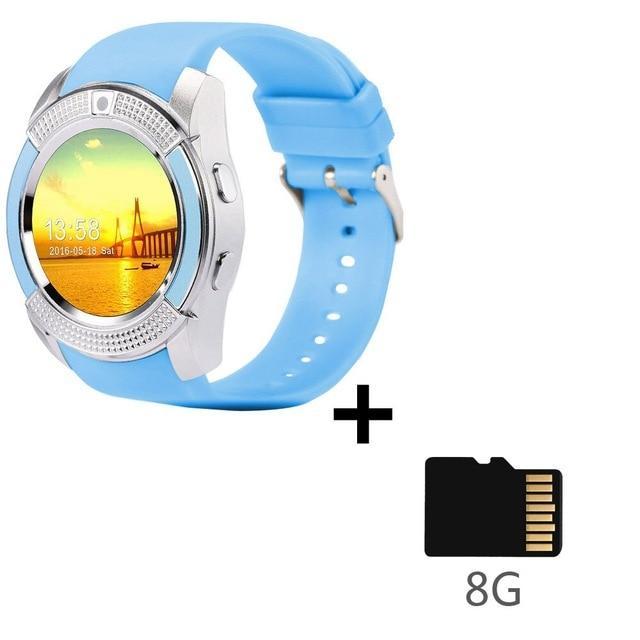 Sport Men Smart Watch v8 sim card android camera rounded Answer Call Dial Call Smartwatch Heart Rate Fitness Tracker