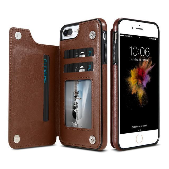 Luxury Leather Wallet Case For iPhone