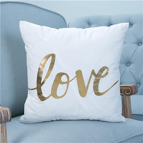 Gold Printed Pillow Cover