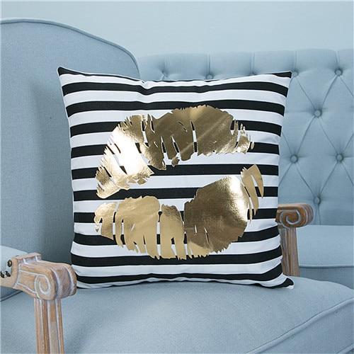 Gold Printed Pillow Cover