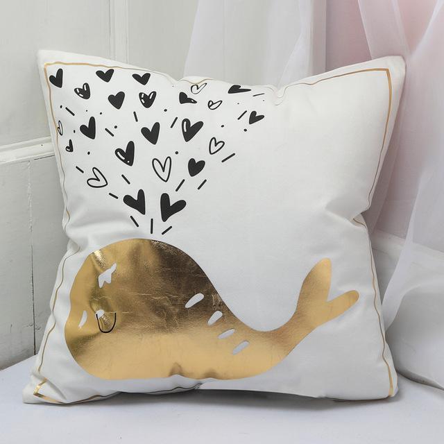 Gold Printed Pillow Cover
