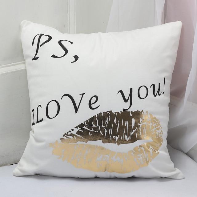 Gold Printed Pillow Cover
