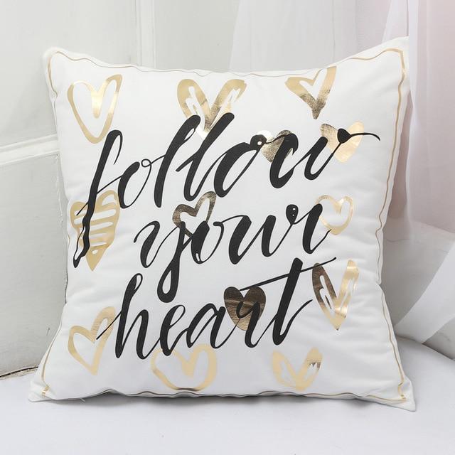 Gold Printed Pillow Cover