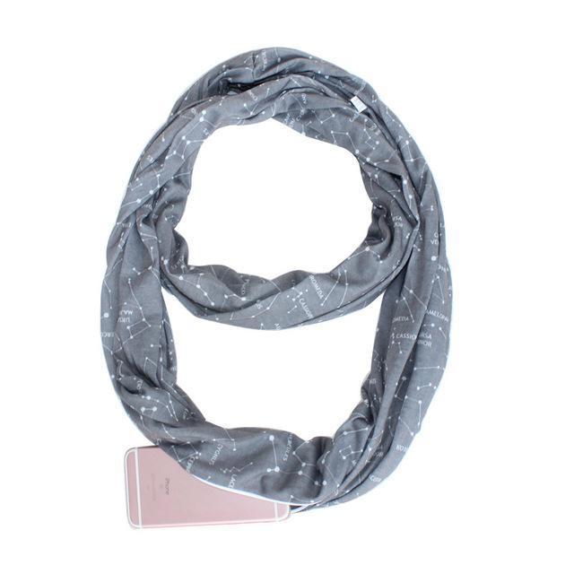 Scarf with Hidden Pocket Convertible Infinity Pattern Scarf Women Fashion