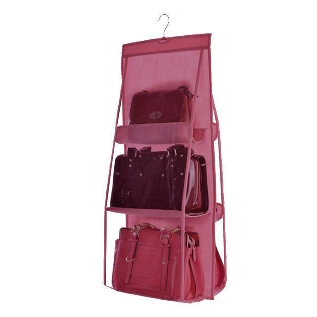Hanging Handy Handbag Organizer 6 Pocket Transparent Storage Wardrobe